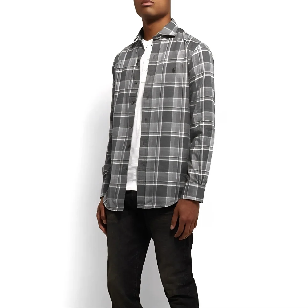 Polo Ralph Lauren Checked Cotton-Flannel Shirt In Gray